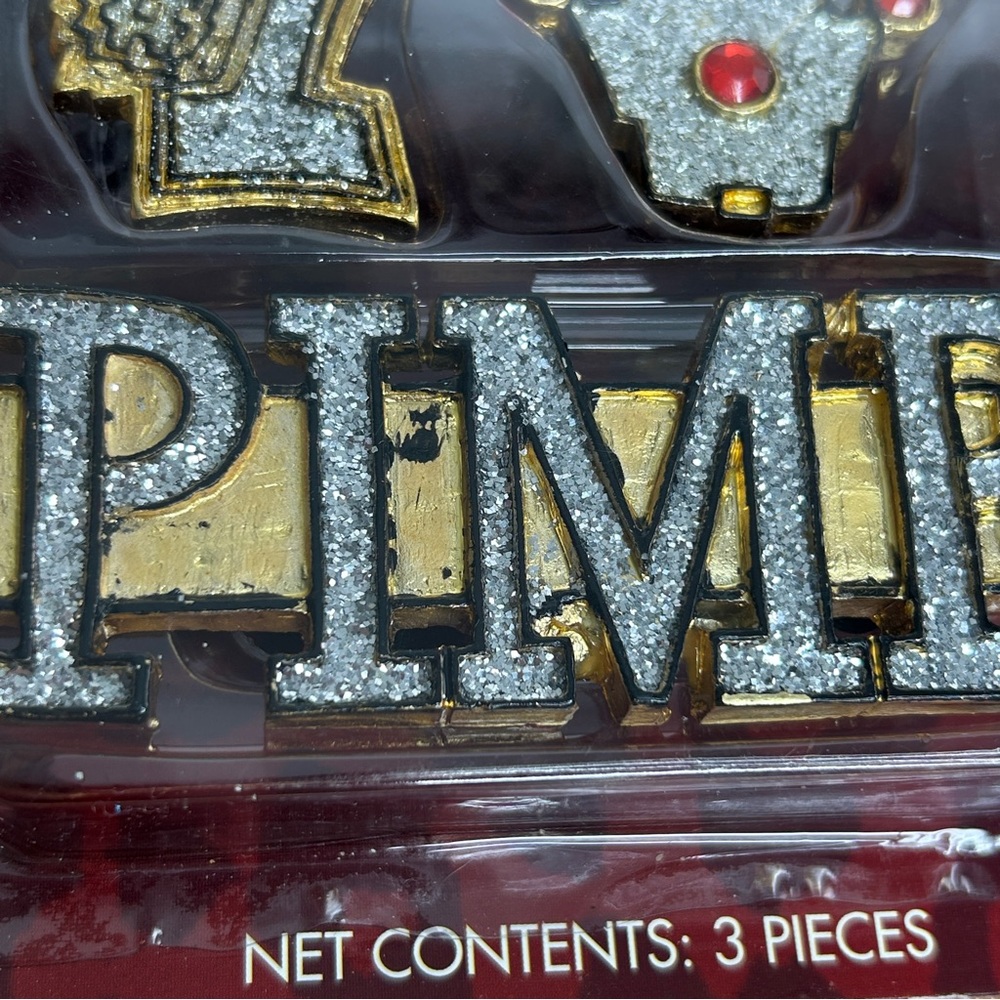 Adult Pimp Halloween Costume Bling Rings Plastic Silver Crown #1 Rap Cosplay NEW - Picture 9 of 11